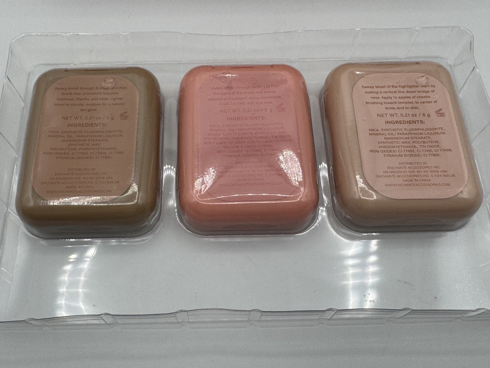 3 Pcs• Complexion Kit Highlighter, Blush, Bronzer, Contour Powder Makeup Cubes