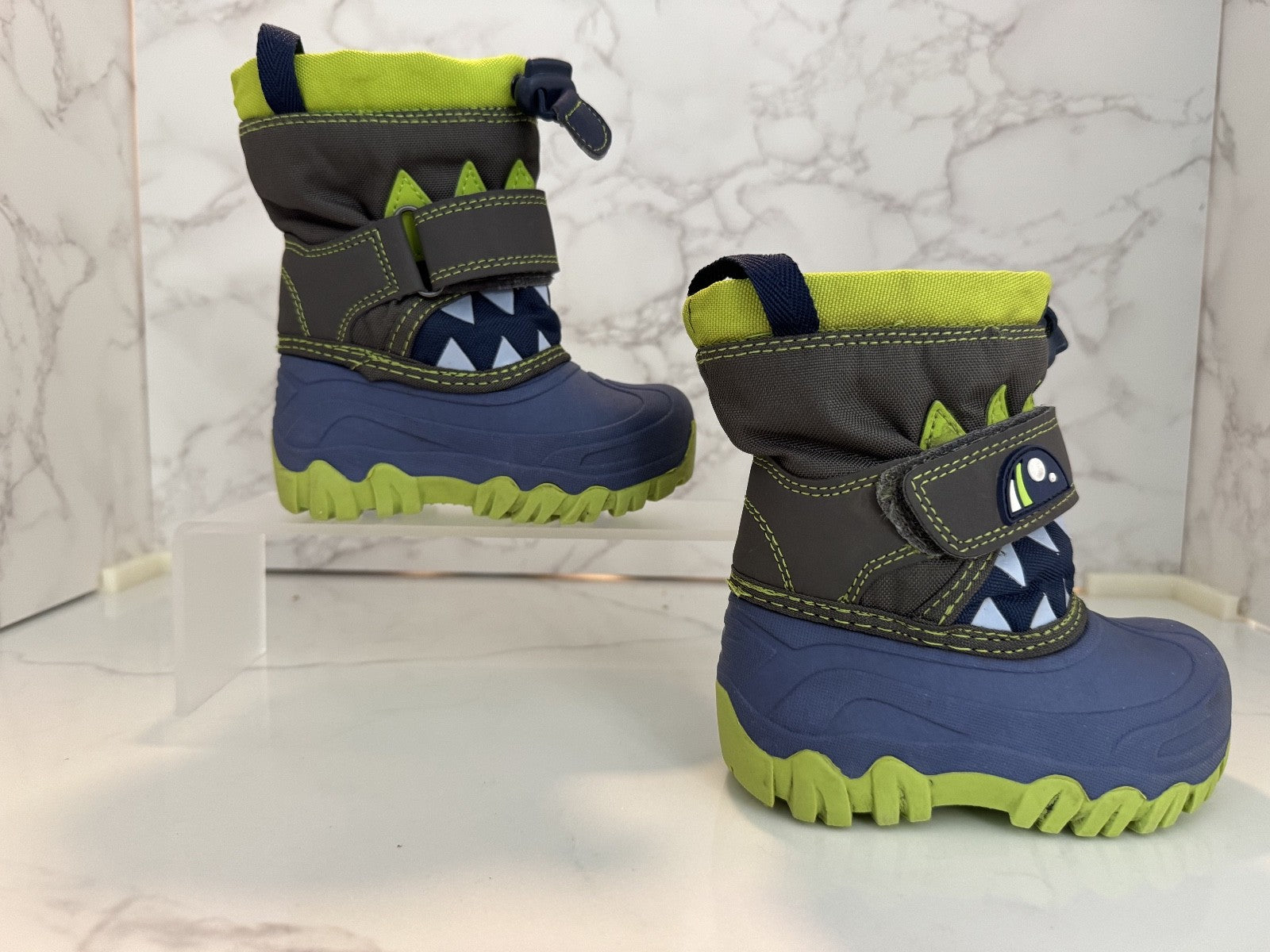 Cat & Jack Toddler Boys Sz 6 Monster Winter Snow Boots Thermolite Blue And Green