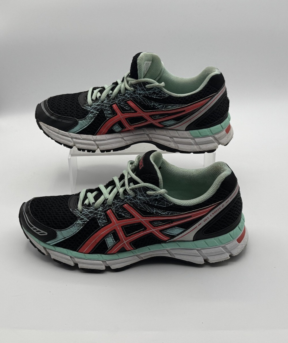 ASICS Gel Excite 2 Women's Running Shoes Black Aqua Coral Size 9.5, Pre-owned