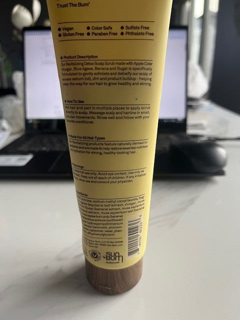 Sun Bum Revitalizing Detox Scalp Scrub - 6 oz w/Apple Cider Vinegar SEALED