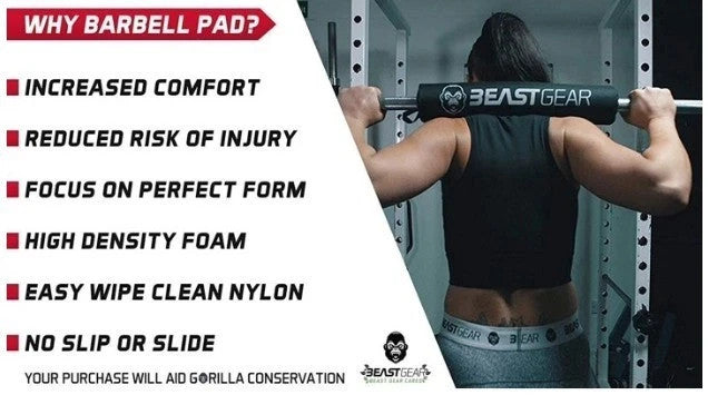 Bagged Beast Gear Barbell Pad Heavy Duty, Weightlifting Foam Support Pad, New