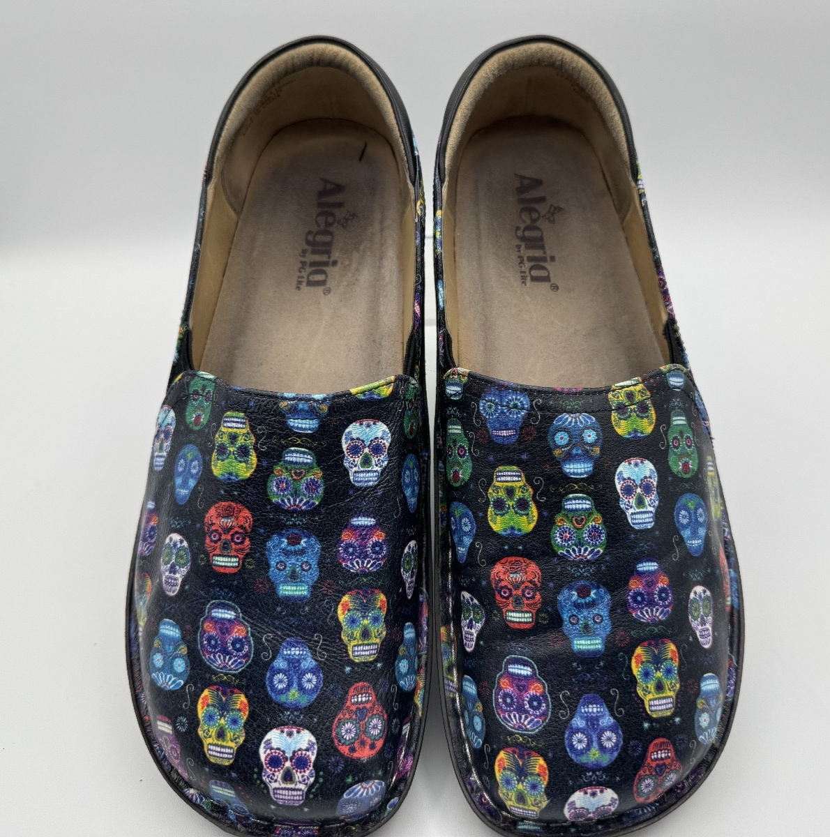 Alegria Debra Sugar Skull Slip  Clog Women’s Size 41, Dia De Los Muertos, Pre-o