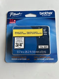 Brother P-Touch YZe-641,  3/4" - Laminated Black Print On Yellow Tape New Sealed