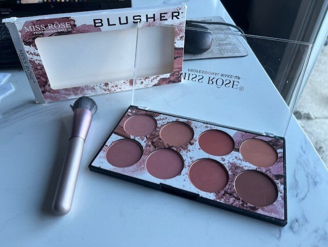 Miss Rose 8 Colors Blush Palette Natural Matte Long Lasting Makeup w/ Brush NEW