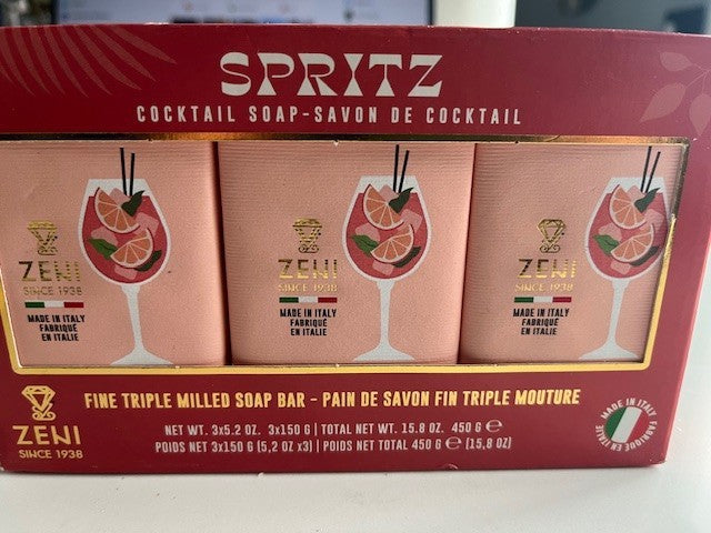 ZENI since 1938 Cocktail Soap SPRITZ Triple Milled ITALIAN 3 bars 5.2 oz each