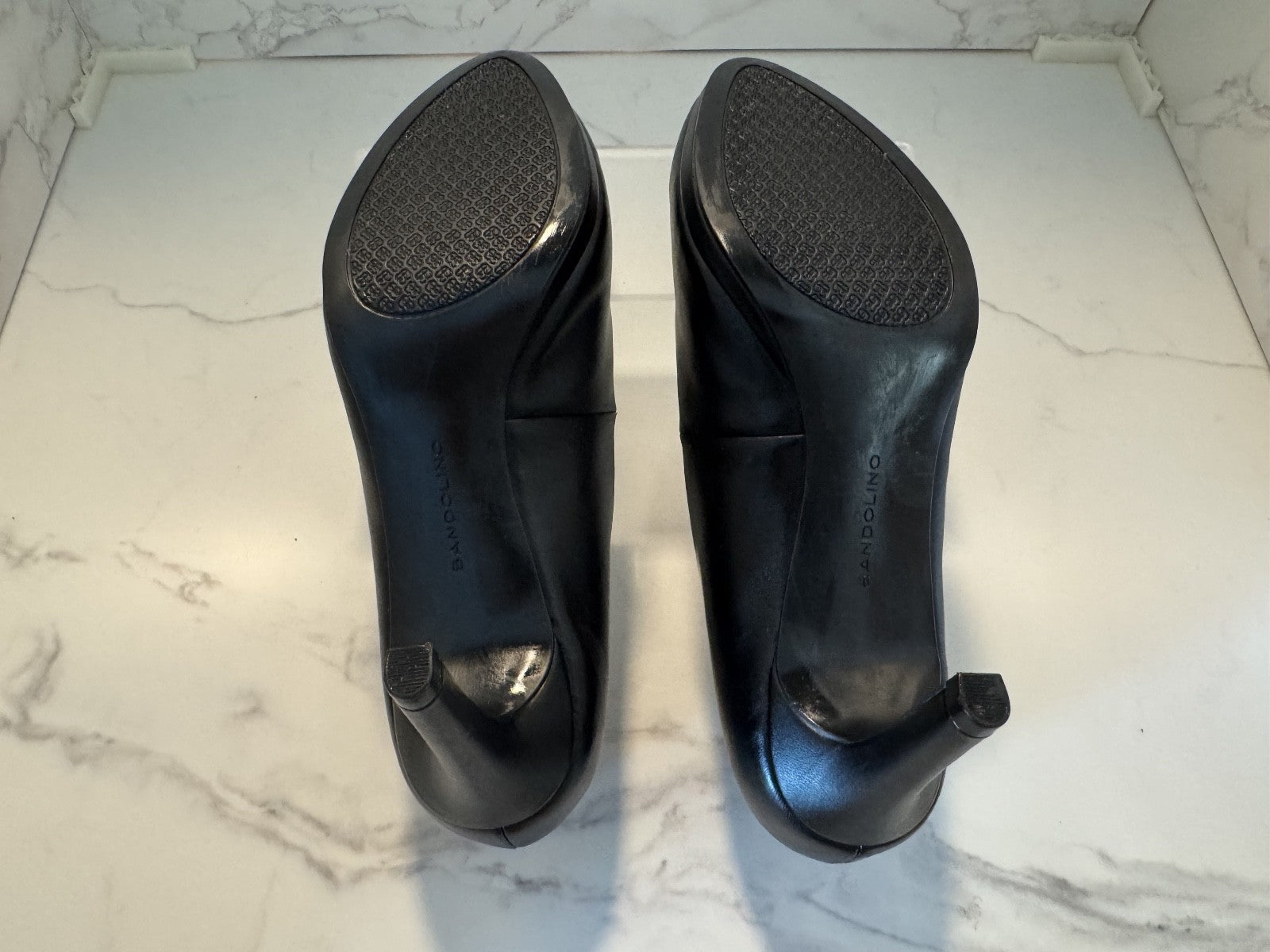 Womens Bandolino Leather Black Pumps, Banbatell 03-SC, 3 inch Heels, Size 9M
