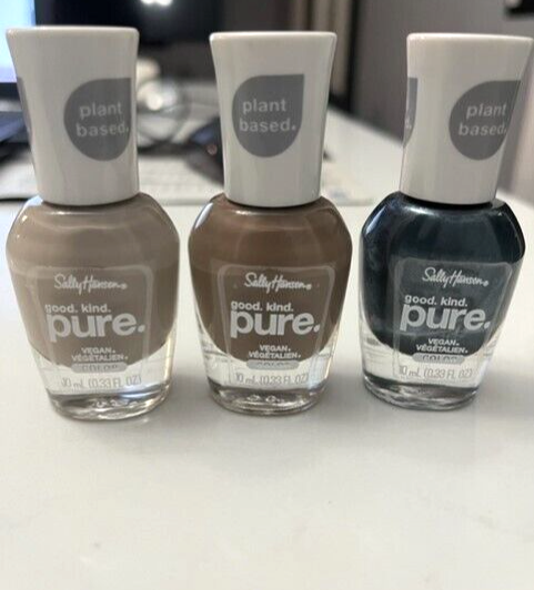 3-Sally Hansen Nail Polish Good Kind Pure VEGAN Mother Earth Raw Cocoa Lava Rock