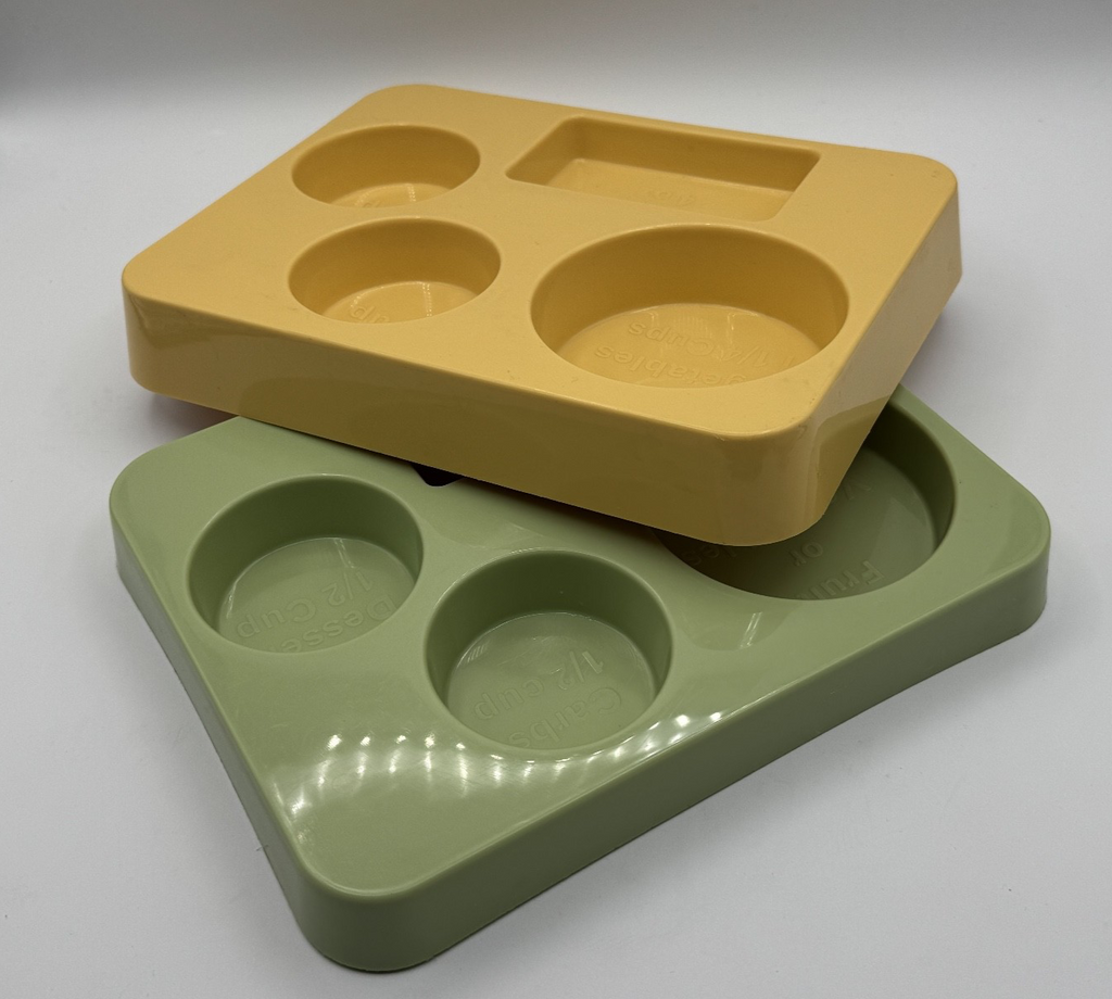 2 Perfect Portion Food Separation Plates Tray for Weight Loss Nutrition Vintage