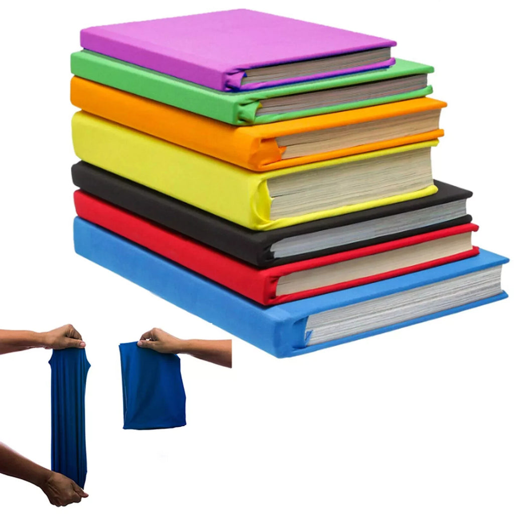 6 Pack Stretchable Fabric Book Covers Hardcover Textbook Washable Reusable Color