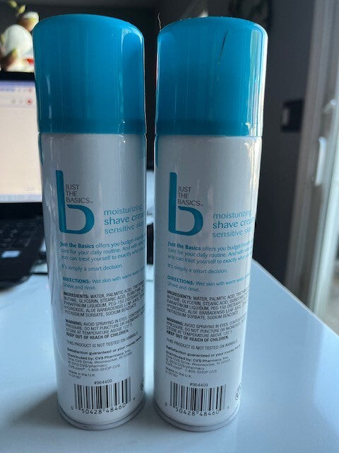 2 pack-Just The Basics Moisturizing Shave Cream For Sensitive Skin 9.5 oz ea.