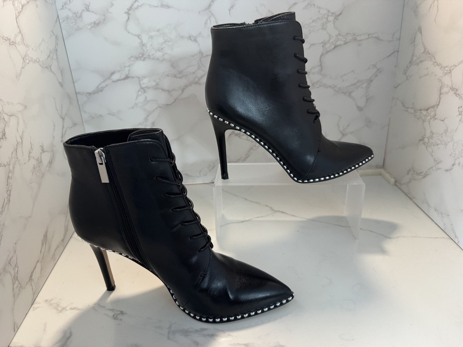 Bcbgeneration Haxah Pointed Toe Ankle 3 Inch Heel Boot, Size 8.5 Black, Pre-own