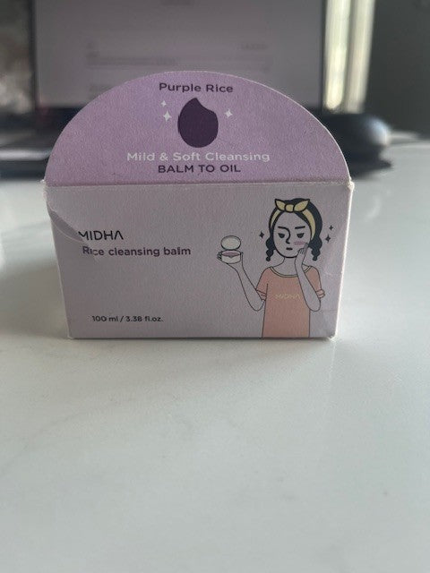 MIDHA Purple Rice  Mild & Soft Cleaning Balm To Oil Face Skin Vegan Exp 6/27