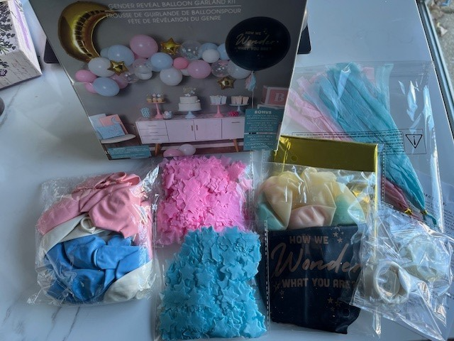 Multicolor Balloon Garland Kit Gender Reveal Popper Confetti 48 Pieces Decor NIB