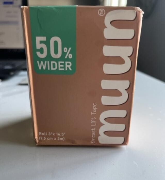 MUUN Breast Lift Tape + Covers 3 inch X 16.5 feet 50% Wider, NIB