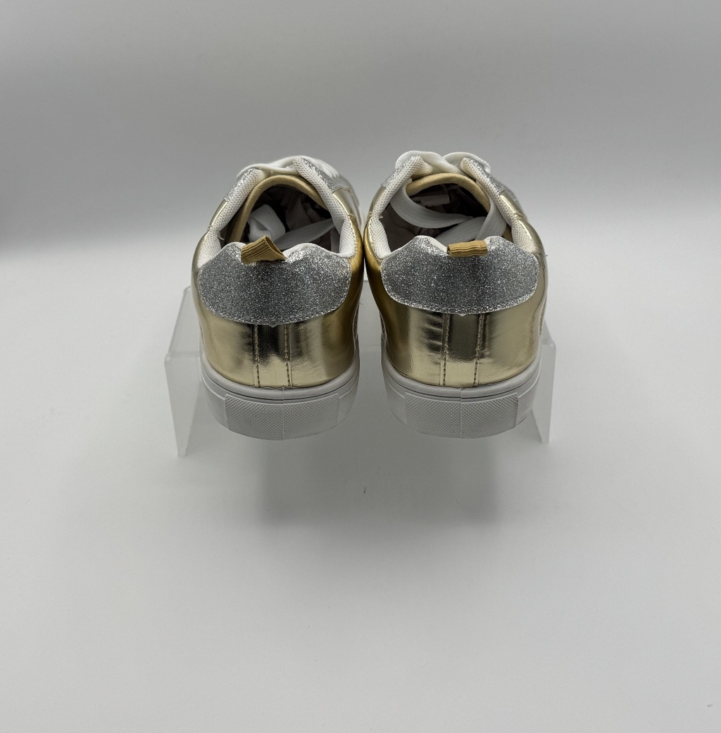 Rouge Helium Gold Silver Star Woman's Sneaker, Size 8 Style Sheen-01, NEW