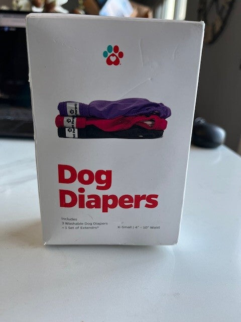 Pet Parents Washable Dog Diapers & Extenders 3pk Princess-Purple, Pink, Black XS