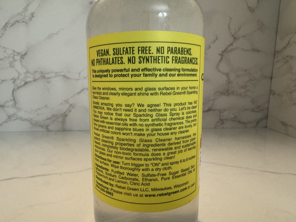 Rebel Greens Sparkling Glass Spray 16 oz ,Peppermint & Lemon, Vegan,  SEALED
