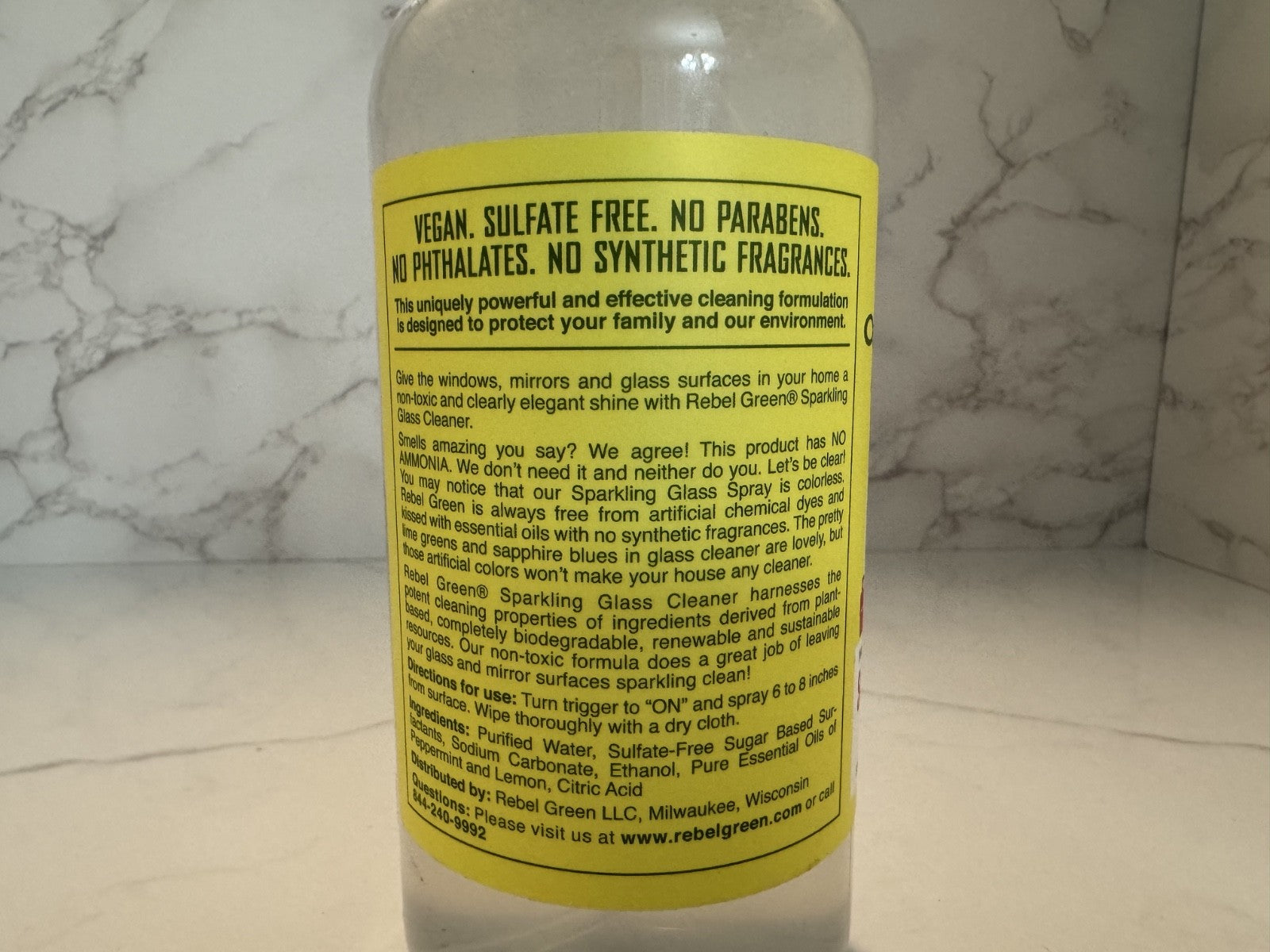 Rebel Greens Sparkling Glass Spray 16 oz ,Peppermint & Lemon, Vegan,  SEALED