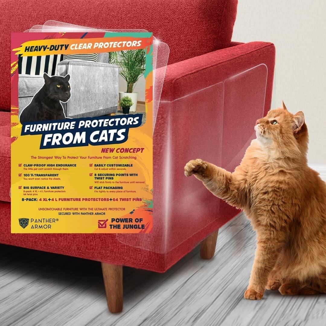 Panther Armour Premium Vinyl Sheets Furniture Protectors From Cats Claws 8 pk.