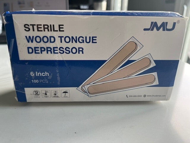JMU Sterile Wooden Tongue Depressor 6'' Waxing Spatula/craft Stick Craft 100 pc.