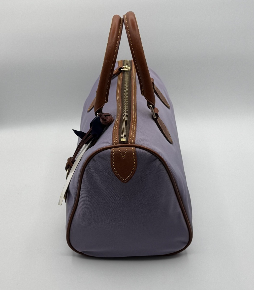 Dooney and Bourke Purple Lavender Classic Satchel, Brown Leather Zipper, NWT