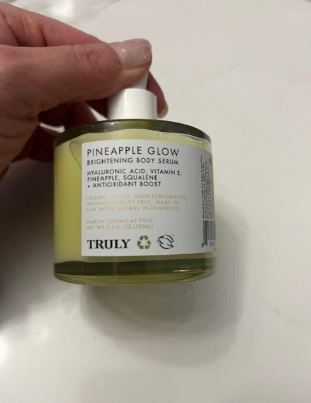Truly Pineapple Glow Brightening Facial Body Serum 3.4 oz Vegan Hyaluronic Acid