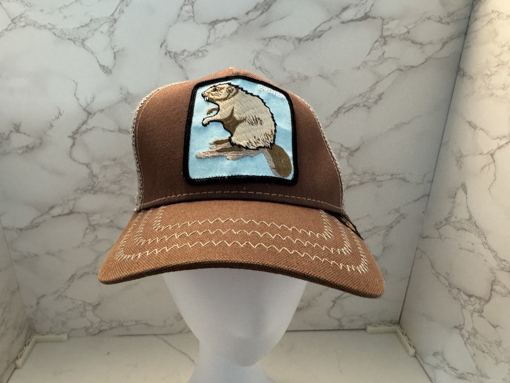 Goorin Bros Beaver One Size Brown Patch Snapback Trucker Hat Pre-Owned, Excellen