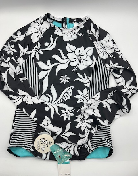 Roxy Girl One Piece Size 16/XL Swimwear Long Sleeve Multicolor Swimsuit,Blk. NWT