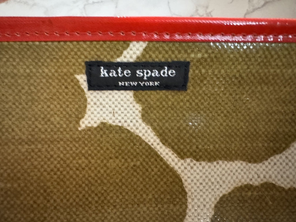 KATE SPADE Medium Heddy Cosmetic Pouch Biege Cow Print Handbag/Makeup Bag, NWOT