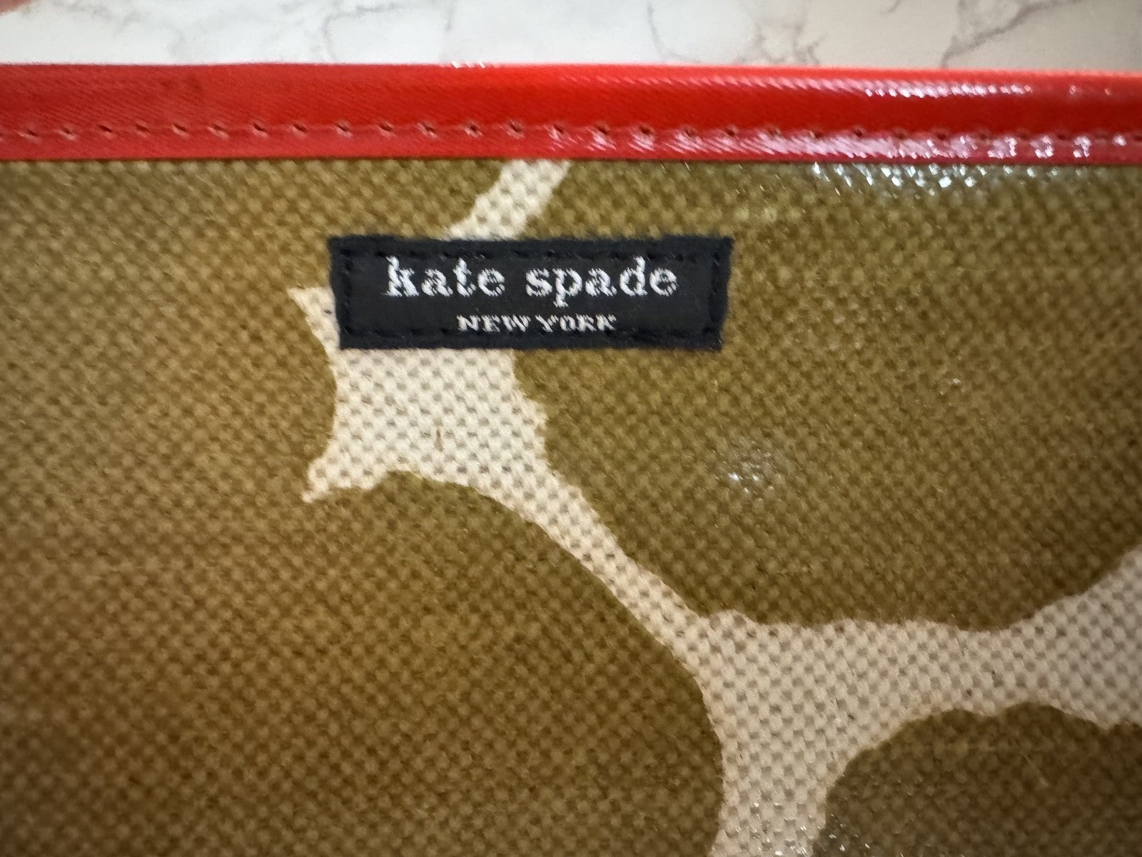 KATE SPADE Medium Heddy Cosmetic Pouch Biege Cow Print Handbag/Makeup Bag, NWOT