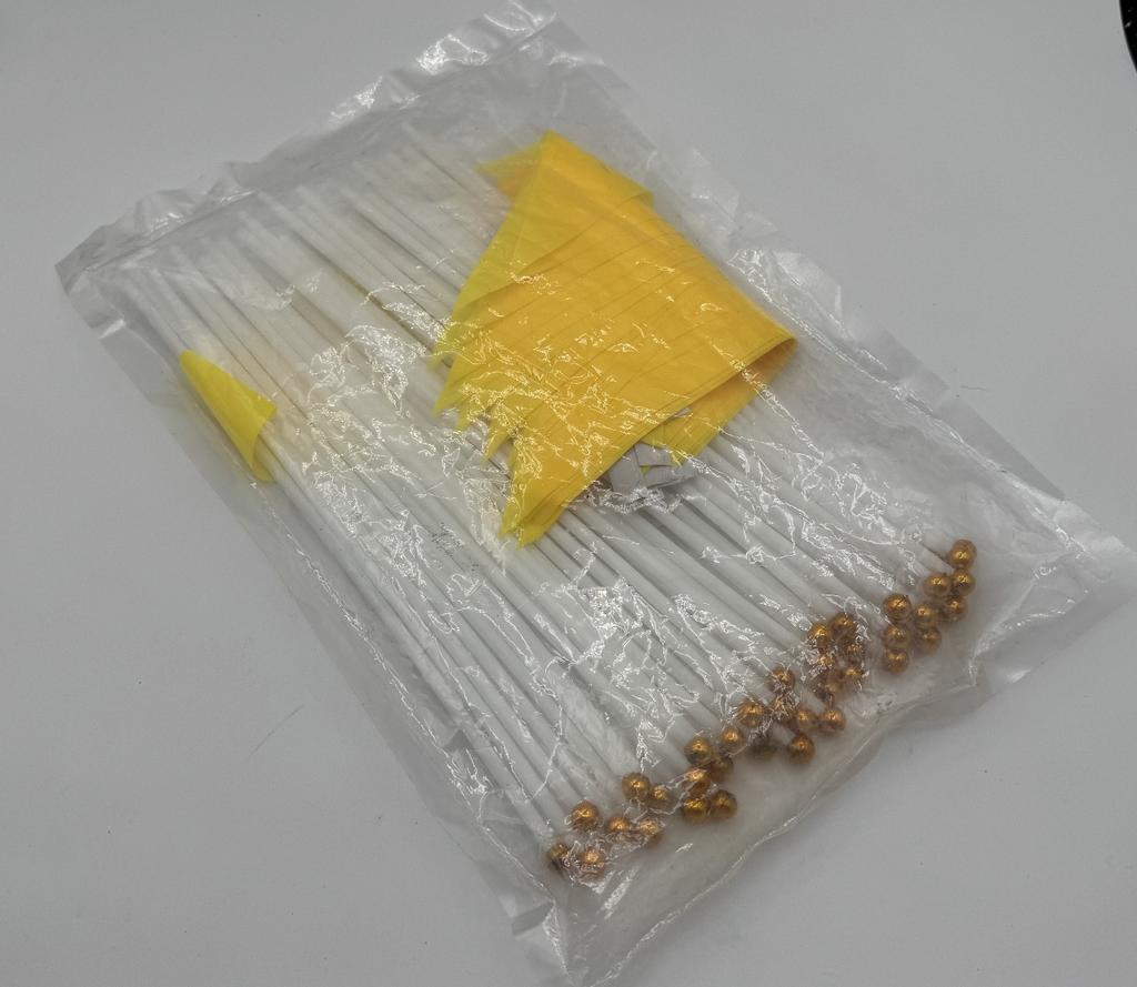 40 Pack Solid Color Blank Hand Held Flags Yellow Flags 8x12" Polyester Triangle