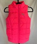PUMA Girls Quilted Vest Size 7/8Puffer Vest Full Zip Bright Hot Pink w/Pockets