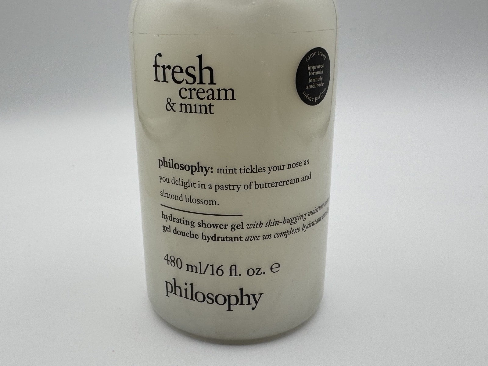 Philosophy Fresh Cream + Mint Hydrating Shower Gel 16 oz, Body Bubble Bath New