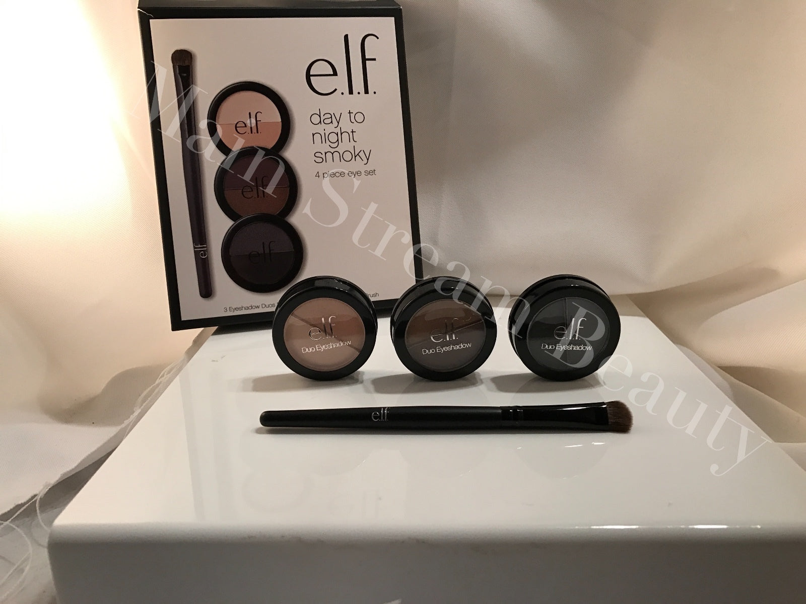 E.L.F. Day to Night Smokey Set 3 Eye shadow Duo and Brush elf Eyeshadow set 4pc