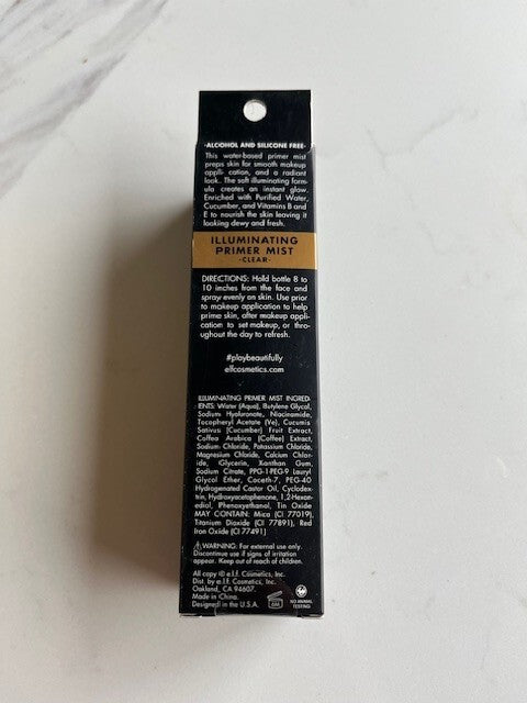e.l.f. Cosmetics illuminating Primer Mist Clear, Smooth Makeup, Preps Skin NIB