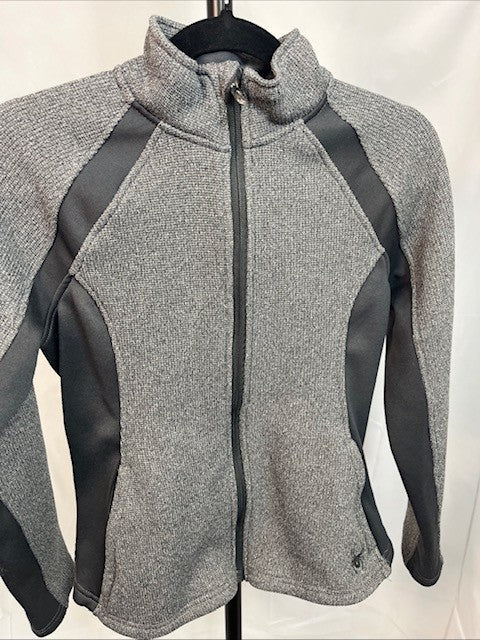 Spyder Jacket Girl's Medium Gray/Black Full Zip Sweater Jacket Sweater,Pre-owned