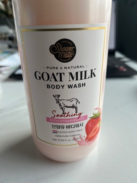 Shower Mate Goat Milk Body Wash Soothing w/Strawberry Herb-Pure Complex 27.05 oz