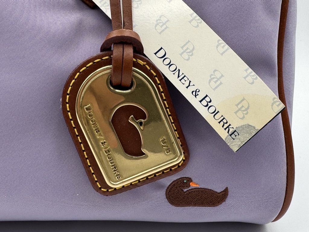 Dooney and Bourke Purple Lavender Classic Satchel, Brown Leather Zipper, NWT