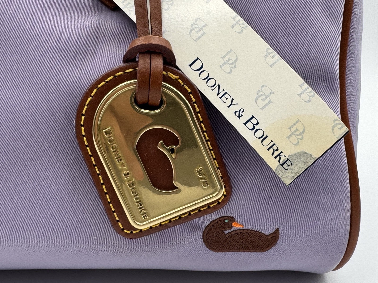 Dooney and Bourke Purple Lavender Classic Satchel, Brown Leather Zipper, NWT