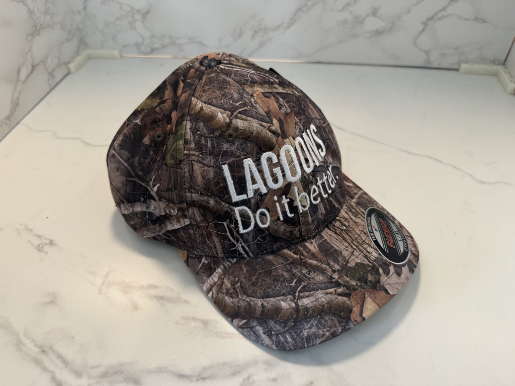 Lagoons Do It Better Fitted Hat Multicolor L-XL Embroidered Wood Camo Flexfit