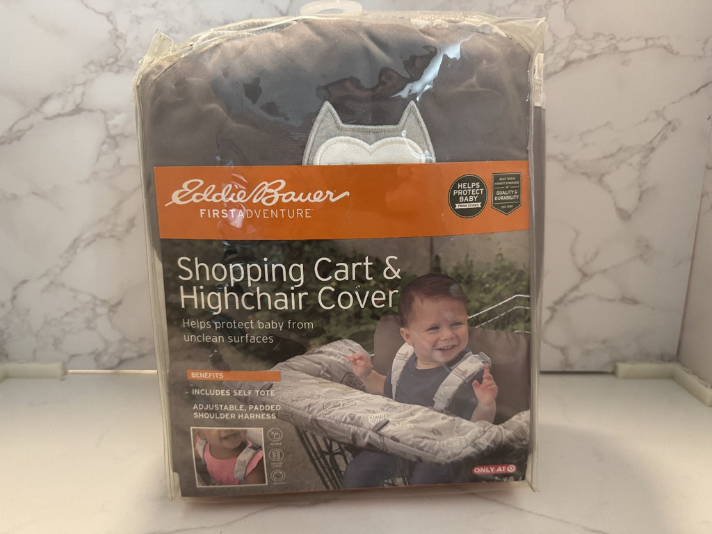 Eddie Bauer Shopping Cart Cover High Chair, Owl Cover Gray Protective Cover, NIB