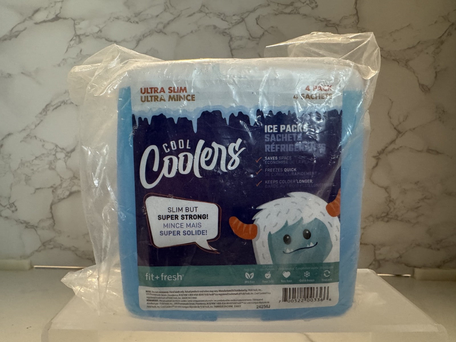 Cool Coolers by  4 Pack Slim Ice Packs, Quick Freeze Space Saving Reusable, New