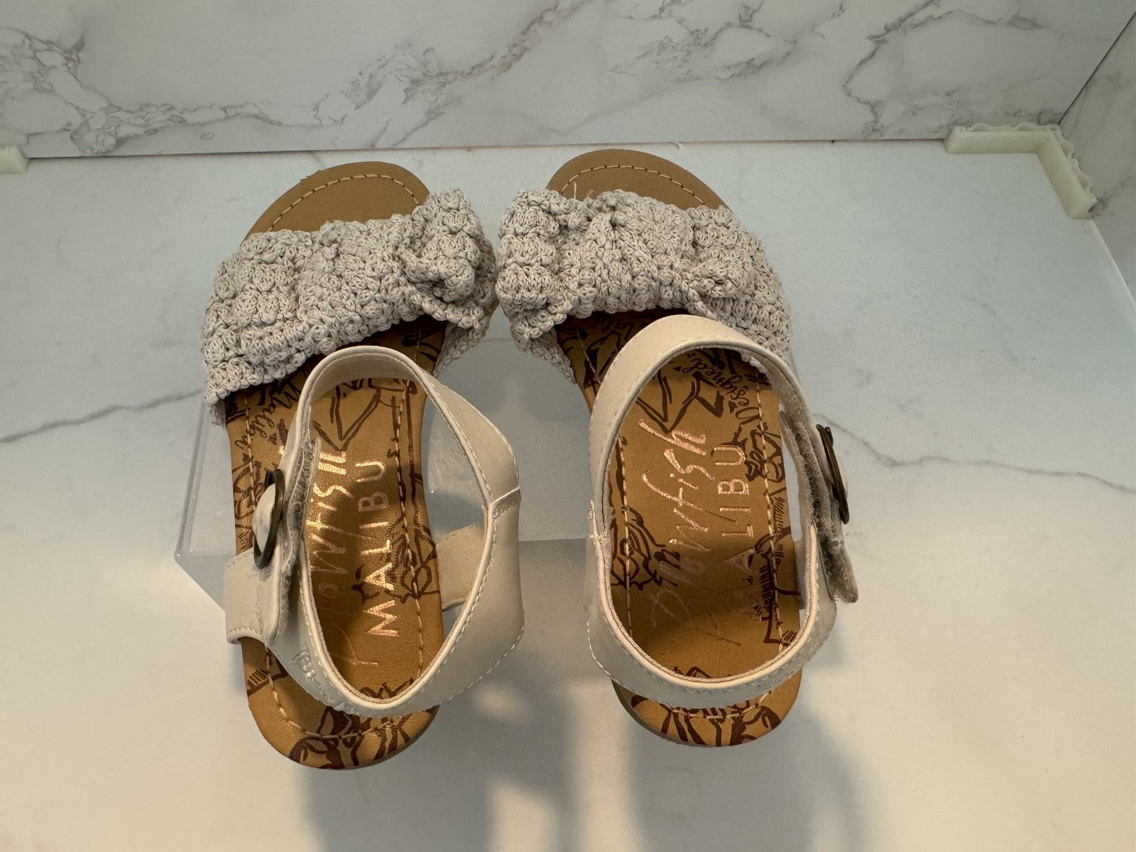 Blowfish Malibu Youth Girls Sassie-K Sandal Knitted Bow White 13 M, Pre-owned