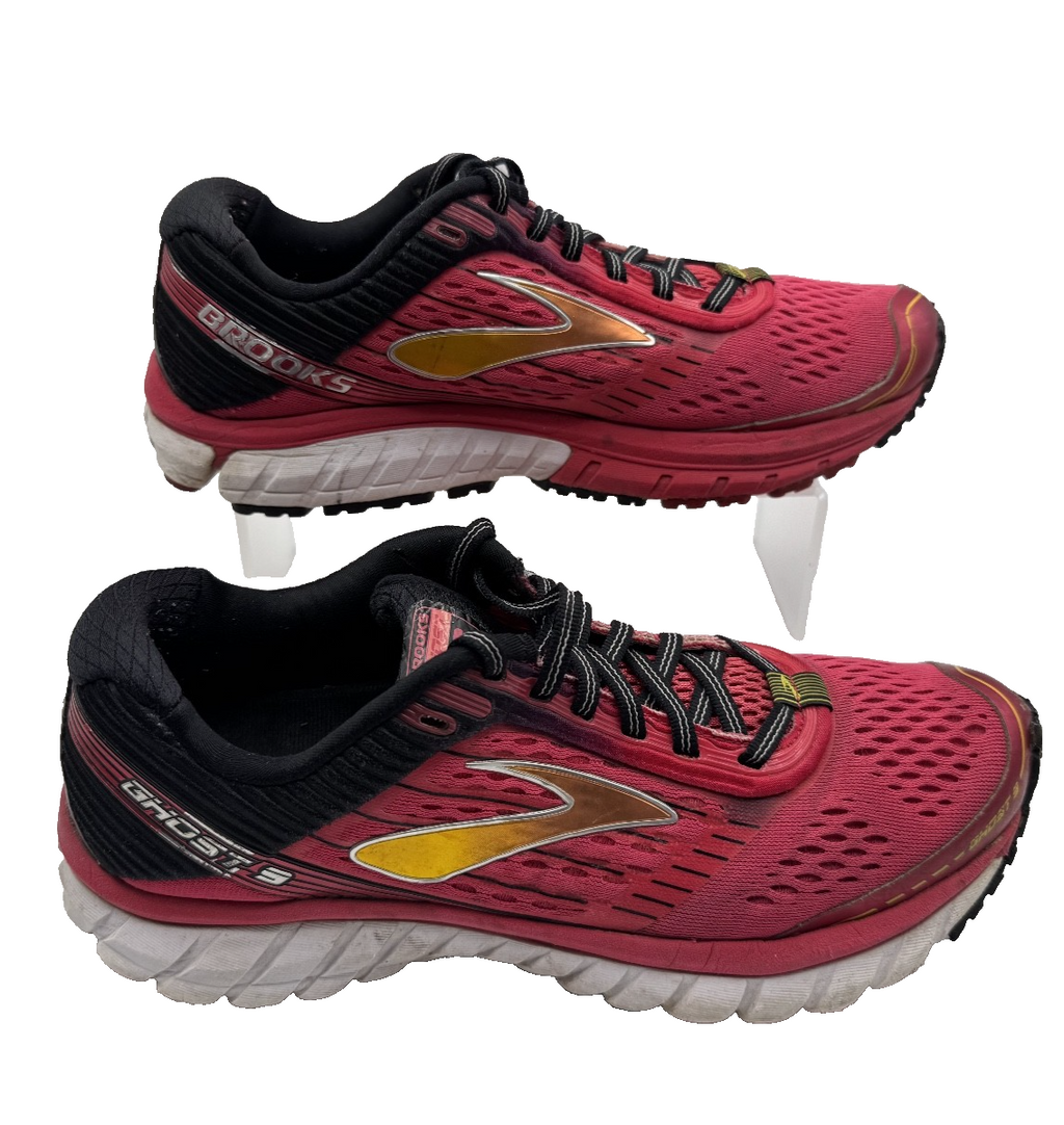 Brooks Ghost 9 Women's Size 8.5 Running Shoes Pink Red Black, Pre-owned