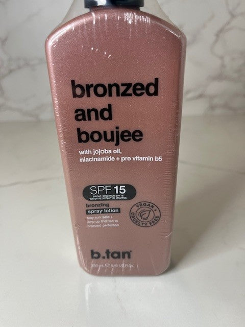 Bronzed and Boujee SPF 15 Sun Tanning Lotion Spray Bronzing 12/25 8 oz SEALED