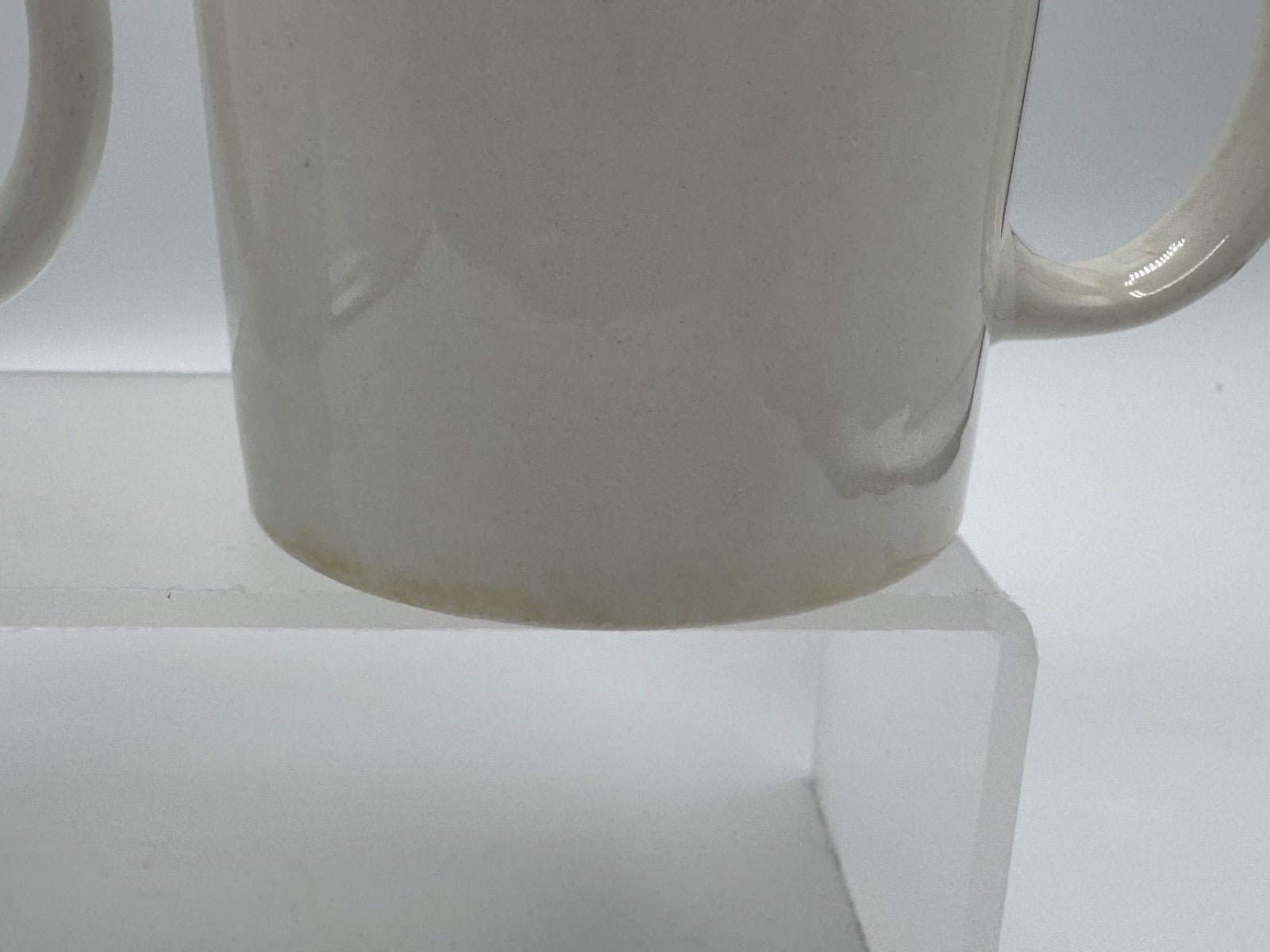 4- Vintage Waverly Mugs Fine White Porcelain Basket Weave Pattern Pre-owned