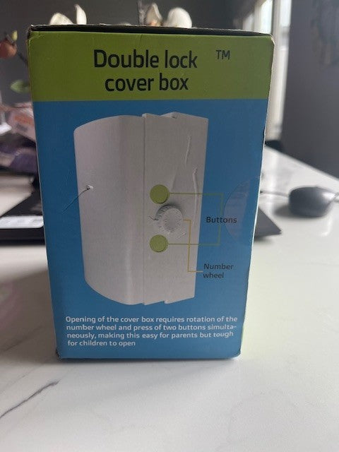 Wappa Baby Outlet Cover Box SET- 2 Pack- WHITE Double Lock Cover Box SEALED NEW
