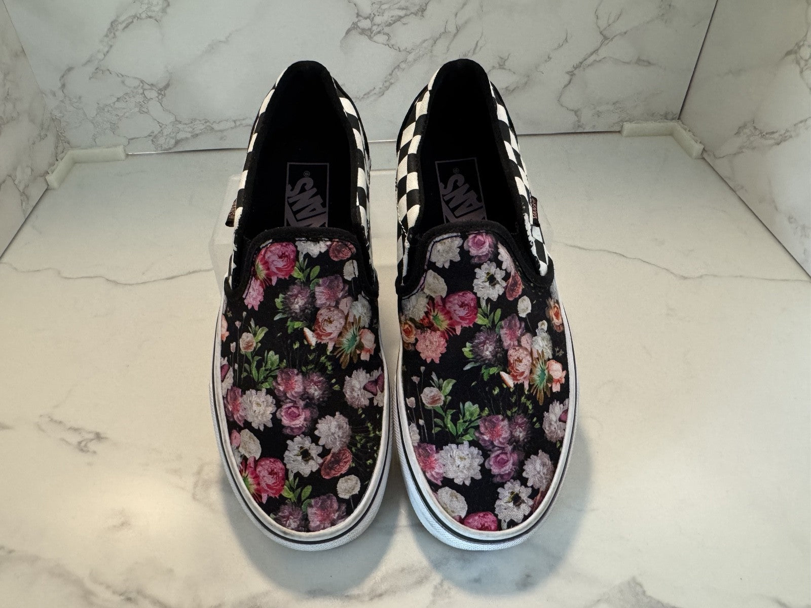 Vans Women's Floral Checked Canvas Skate Shoes, Size 6, Pre-owned, Excellent