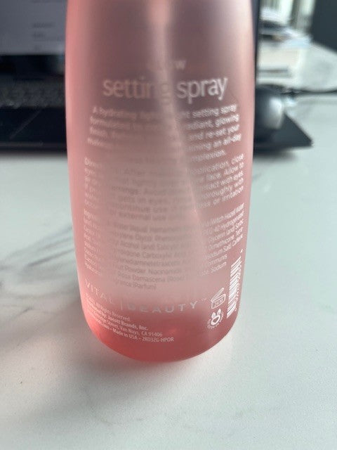 Vital Beauty Glow Setting Spray Rose Water Hyaluronic Acid 8 fl oz New & Sealed 