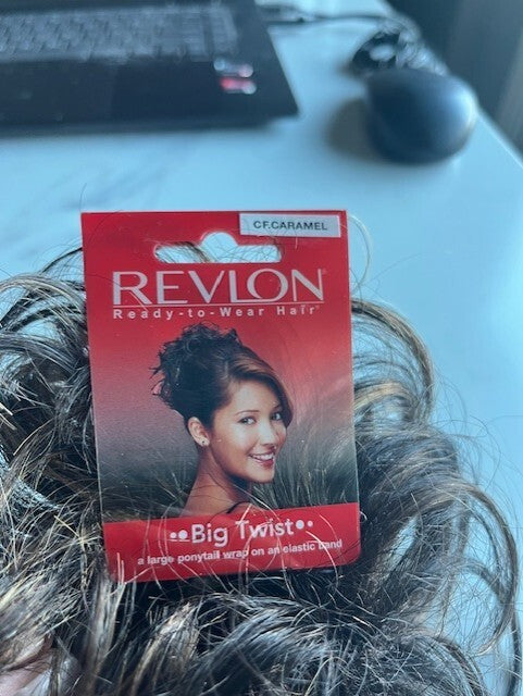 REVLON SCRUNCHIES PONYTAIL WRAP SWIRLZ BOUNCE EXTENSION BIG TWIST COFFEE CARAMEL